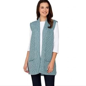 Kilronan Merino Wool Cable Sweater Vest Large